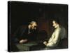 Game of Checkers-Honore Daumier-Stretched Canvas