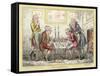 Game of Chess, Two Wigged Gentlemen Play Two Friends Watch Them with Mixed Emotions-George Cruikshank-Framed Stretched Canvas