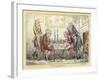 Game of Chess, Two Wigged Gentlemen Play Two Friends Watch Them with Mixed Emotions-George Cruikshank-Framed Art Print