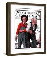 "Game of Horseshoes," Country Gentleman Cover, June 21, 1924-J.F. Kernan-Framed Giclee Print