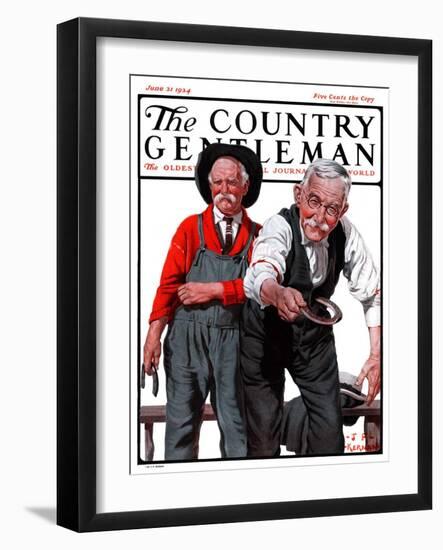 "Game of Horseshoes," Country Gentleman Cover, June 21, 1924-J.F. Kernan-Framed Giclee Print