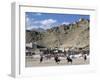 Game of Polo on Leh Polo Field, Tsemo Gompa on Ridge Behind, Leh, Ladakh, India-Tony Waltham-Framed Photographic Print