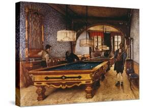 Game of Pool, 1873-Filippo Comerio-Stretched Canvas