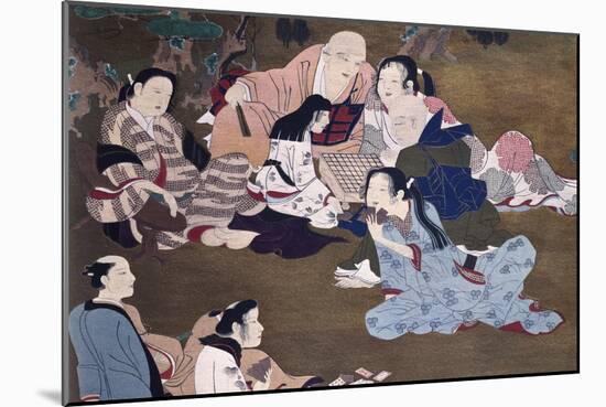 Game of Shogi in Garden-Iwasa Matabei-Mounted Giclee Print