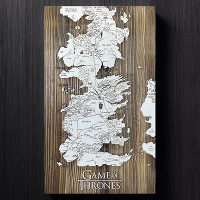 'Game of Thrones Map Laser Engraved Wood Wall Art' Laser Engraved