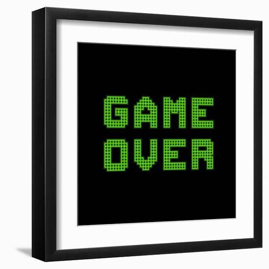 Game Over On A Green Grid Digital Display-wongstock-Framed Art Print