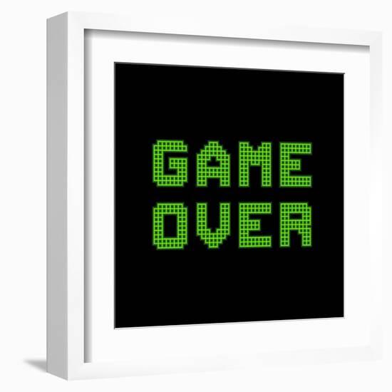 Game Over On A Green Grid Digital Display-wongstock-Framed Art Print