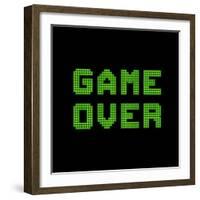 Game Over On A Green Grid Digital Display-wongstock-Framed Art Print