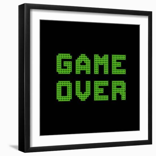 Game Over On A Green Grid Digital Display-wongstock-Framed Art Print