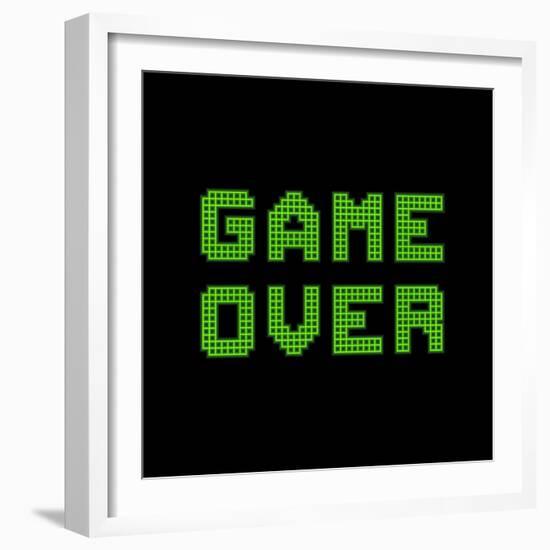 Game Over On A Green Grid Digital Display-wongstock-Framed Art Print