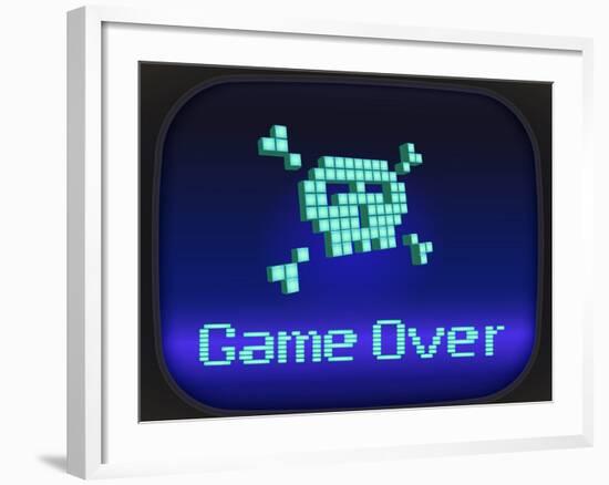 Game Over, Tv Game. Skull and Crossbones-eriksvoboda-Framed Art Print