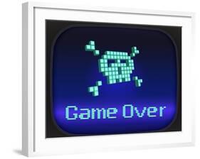 Game Over, Tv Game. Skull and Crossbones-eriksvoboda-Framed Art Print