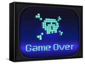 Game Over, Tv Game. Skull and Crossbones-eriksvoboda-Framed Stretched Canvas