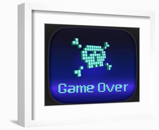 Game Over, Tv Game. Skull and Crossbones-eriksvoboda-Framed Art Print