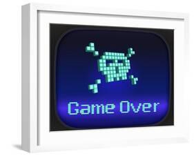 Game Over, Tv Game. Skull and Crossbones-eriksvoboda-Framed Art Print