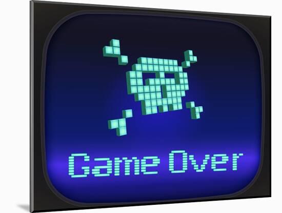 Game Over, Tv Game. Skull and Crossbones-eriksvoboda-Mounted Art Print