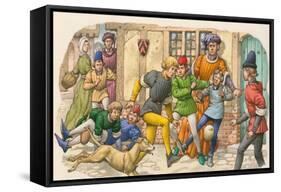 Game Ressembling Football in the Middle Ages-Pat Nicolle-Framed Stretched Canvas