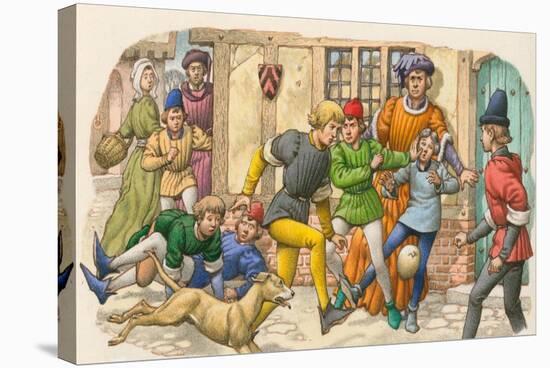 Game Ressembling Football in the Middle Ages-Pat Nicolle-Stretched Canvas