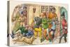 Game Ressembling Football in the Middle Ages-Pat Nicolle-Stretched Canvas