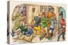 Game Ressembling Football in the Middle Ages-Pat Nicolle-Stretched Canvas