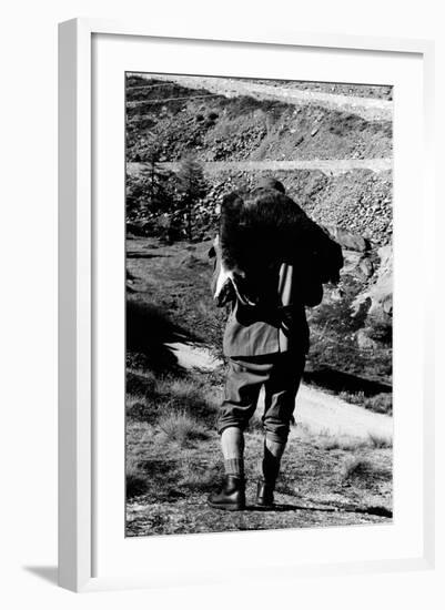 Game Warden Carrying a Killed Chamois at the Gran Paradiso Park-null-Framed Photographic Print