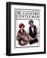 "Game Warden Measures Woman's Fish," Country Gentleman Cover, May 10, 1924-Harold Brett-Framed Premium Giclee Print