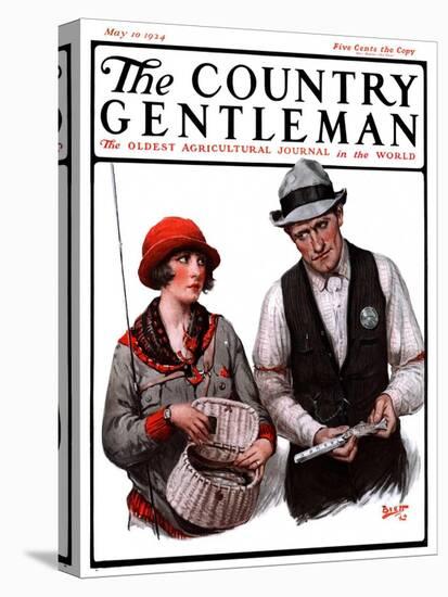 "Game Warden Measures Woman's Fish," Country Gentleman Cover, May 10, 1924-Harold Brett-Stretched Canvas