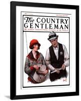 "Game Warden Measures Woman's Fish," Country Gentleman Cover, May 10, 1924-Harold Brett-Framed Giclee Print
