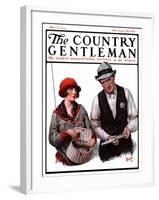 "Game Warden Measures Woman's Fish," Country Gentleman Cover, May 10, 1924-Harold Brett-Framed Giclee Print