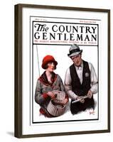 "Game Warden Measures Woman's Fish," Country Gentleman Cover, May 10, 1924-Harold Brett-Framed Giclee Print