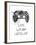 Gamer Splash II Live BW-Mary Urban-Framed Art Print