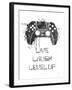 Gamer Splash II Live BW-Mary Urban-Framed Art Print