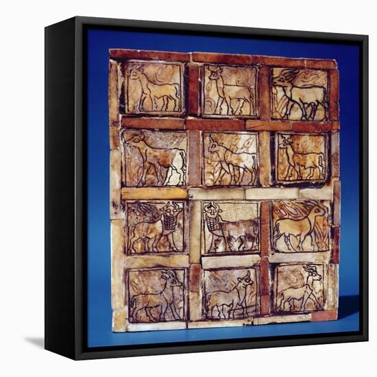 Gaming Board Depicting Animals of the Field and Forest, from Iraq, C.2500 BC (Wood)-Sumerian-Framed Stretched Canvas