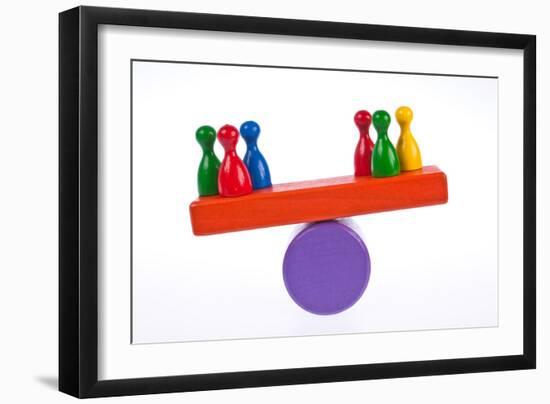 Gaming Pieces and Building Blocks Symbolising Balance - Imbalance-Catharina Lux-Framed Photographic Print