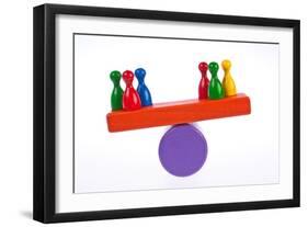 Gaming Pieces and Building Blocks Symbolising Balance - Imbalance-Catharina Lux-Framed Photographic Print