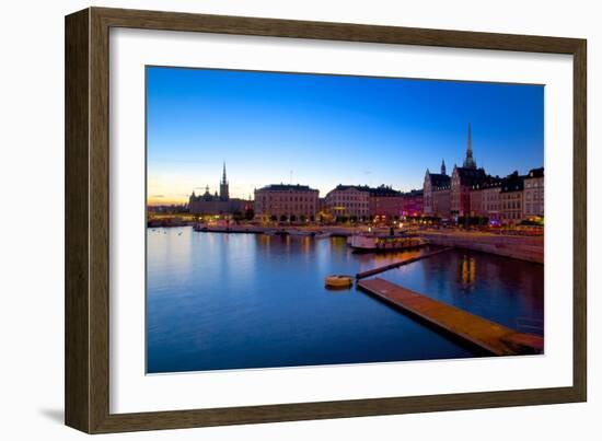 Gamla Stan and Riddarholmen w Spire of Riddarholmskyrkan (Riddarholmen Church), Stockholm, Sweden-Frank Fell-Framed Photographic Print