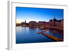 Gamla Stan and Riddarholmen w Spire of Riddarholmskyrkan (Riddarholmen Church), Stockholm, Sweden-Frank Fell-Framed Photographic Print