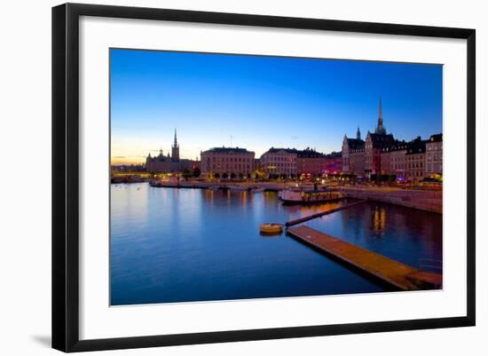 Gamla Stan and Riddarholmen w Spire of Riddarholmskyrkan (Riddarholmen Church), Stockholm, Sweden-Frank Fell-Framed Photographic Print