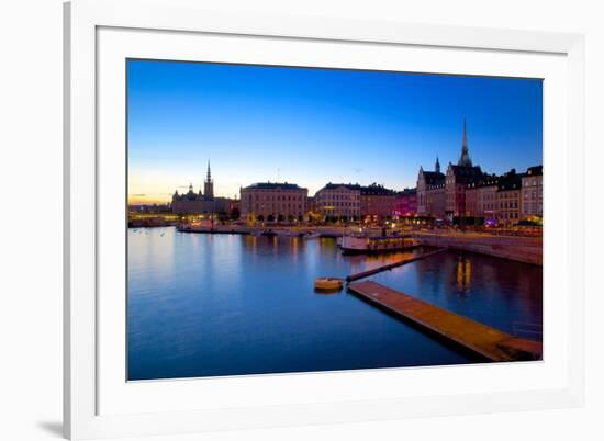 Gamla Stan and Riddarholmen w Spire of Riddarholmskyrkan (Riddarholmen Church), Stockholm, Sweden-Frank Fell-Framed Photographic Print