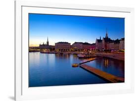 Gamla Stan and Riddarholmen w Spire of Riddarholmskyrkan (Riddarholmen Church), Stockholm, Sweden-Frank Fell-Framed Photographic Print