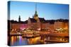 Gamla Stan and Riddarholmen w Spire of Riddarholmskyrkan (Riddarholmen Church), Stockholm, Sweden-Frank Fell-Stretched Canvas