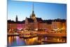 Gamla Stan and Riddarholmen w Spire of Riddarholmskyrkan (Riddarholmen Church), Stockholm, Sweden-Frank Fell-Mounted Photographic Print