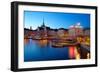 Gamla Stan at Dusk, Riddarholmen, Stockholm, Sweden, Scandinavia, Europe-Frank Fell-Framed Photographic Print