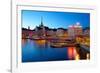 Gamla Stan at Dusk, Riddarholmen, Stockholm, Sweden, Scandinavia, Europe-Frank Fell-Framed Photographic Print