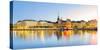 Gamla stan, Stockholm, Sweden, Northern Europe. Cityscape panorama at sunrise.-Marco Bottigelli-Stretched Canvas