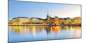 Gamla stan, Stockholm, Sweden, Northern Europe. Cityscape panorama at sunrise.-Marco Bottigelli-Mounted Photographic Print