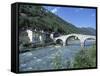 Ganda Bridge over the Adda River Near Morbegno, Valtellina, Lombardy, Italy, Europe-Vincenzo Lombardo-Framed Stretched Canvas