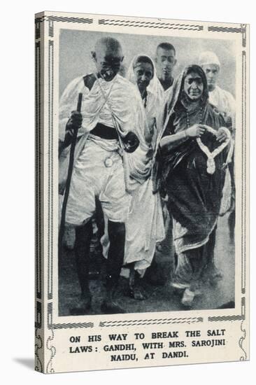 Gandhi with Mrs Sarojini Maidu at Dandi before the Salt March of 1930-null-Stretched Canvas