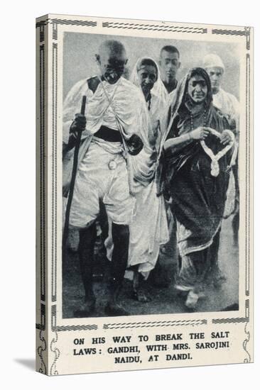 Gandhi with Mrs Sarojini Maidu at Dandi before the Salt March of 1930-null-Stretched Canvas