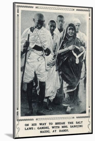 Gandhi with Mrs Sarojini Maidu at Dandi before the Salt March of 1930-null-Mounted Photographic Print